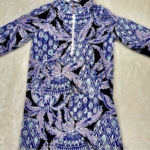 Lilly Pulitzer Blue and Purple half zip Patterned jumper dress- play condition